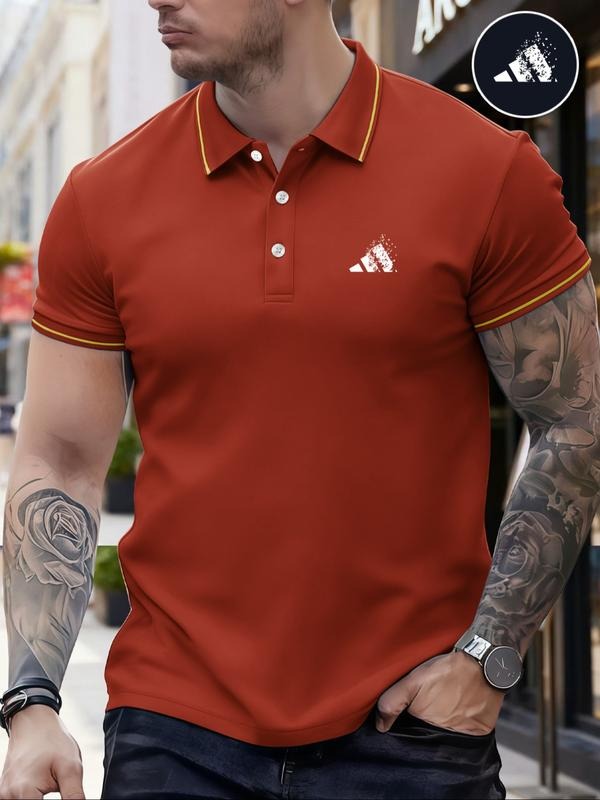 Men's Classic Young Fashion Casual Comfortable Micro-Elastic Polo Shirt, Geometric Print, Outdoor Sports, Fishing, Golf,...