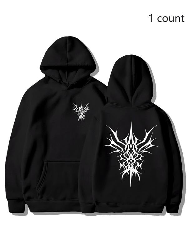 Men's Dark Metal Wind Hoodie, Casual Fall & Winter Fitted Sweatshirt, Loose Fit, Plain Pattern, Moderate Fabric Thickness...