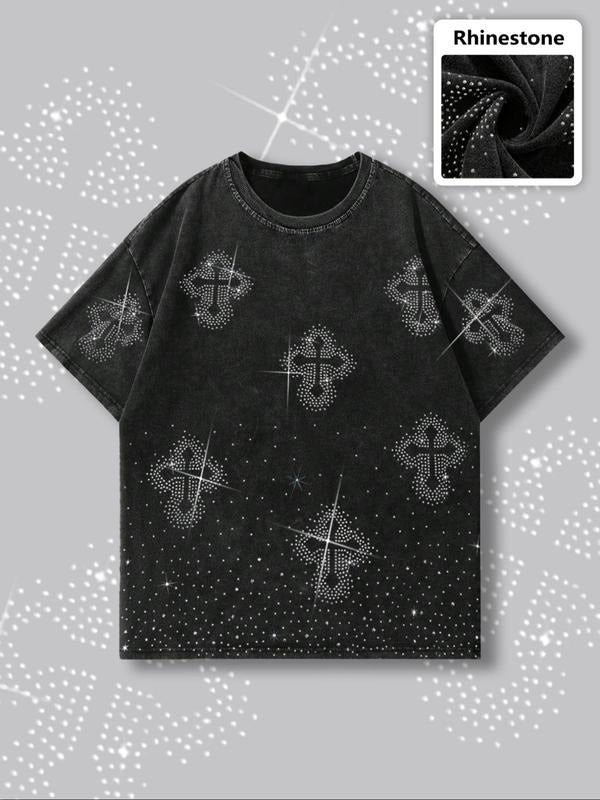 Men's Diamond Print Snowflake T-Shirt, Casual Fashion Tee for Spring & Fall, Comfortable Cotton Material, Stylish Graphic...