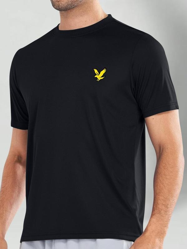 Men's Eagle Print Round Neck Tee, Regular Fit Casual Short Sleeve Crew Neck T-Shirt for Summer, Fashion Men's Top for...