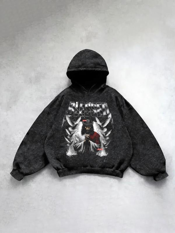 Men's Fall Casual Hooded Sweatshirt with Trendy Jesus Print, Fashionable Streetwear, Loose Fit, Perfect for Unique Style...