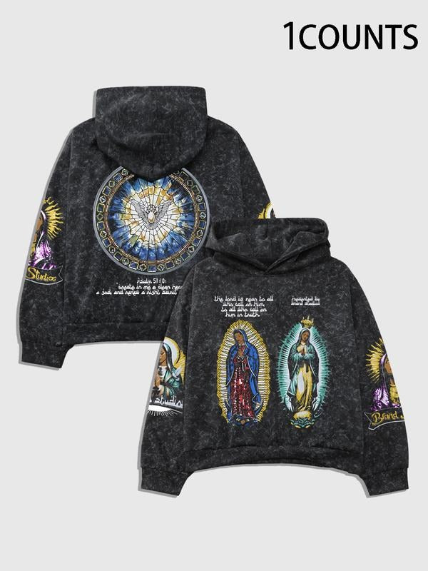 Men's Fall Casual Hooded Sweatshirt, Trendy Faith Graphic Print, Comfortable Fashion Design, Perfect Gift for Family &...