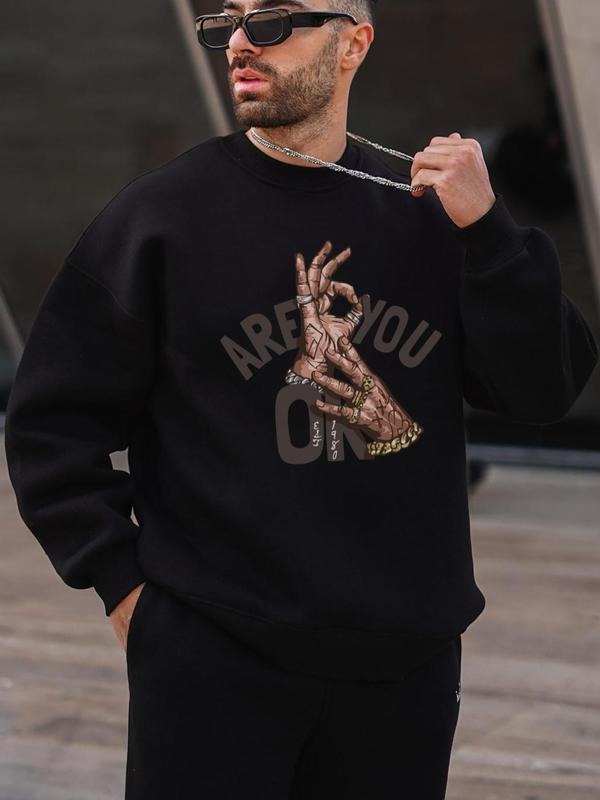 Men's Fall Winter Casual Fashion Graphic Sweatshirt, Fitted Round Neck Long Sleeve Pullover, Trendy Regular Fit Knit Top...