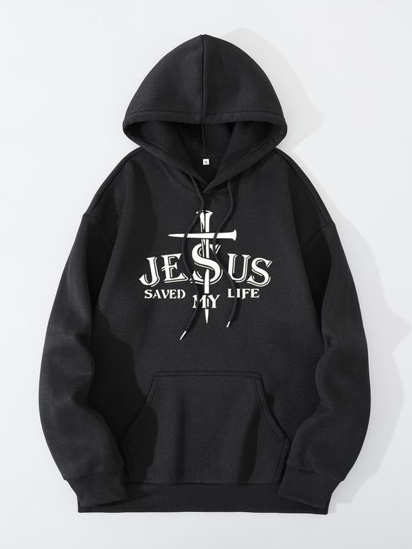 Men's Fall Winter Casual Fashion Hoodie, Long Sleeve Fitted Warm Sweatshirt, Letter Pattern, Moderate Fabric, No Necklace...