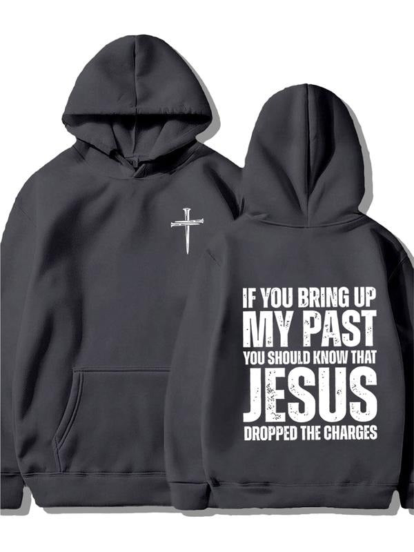 Men's Fall Winter Casual Hooded Sweatshirt, Hot Trending Hoodies, Trendy Street Style Jesus Bible Pattern, Fitted Letter...