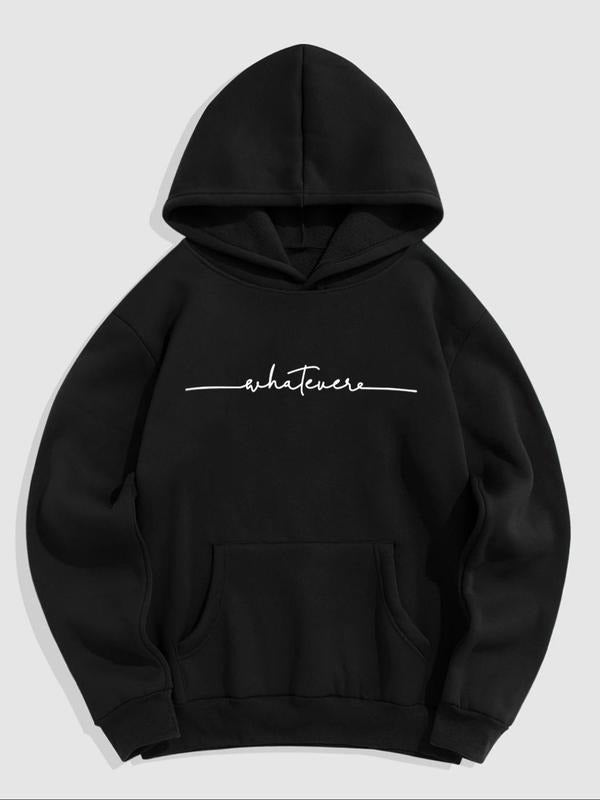 Men's Fall Winter Casual Loose-Fit Letter Print Woven Fabric Thick Warm Sweatshirt Top, Trendy Fashion Design for Daily...