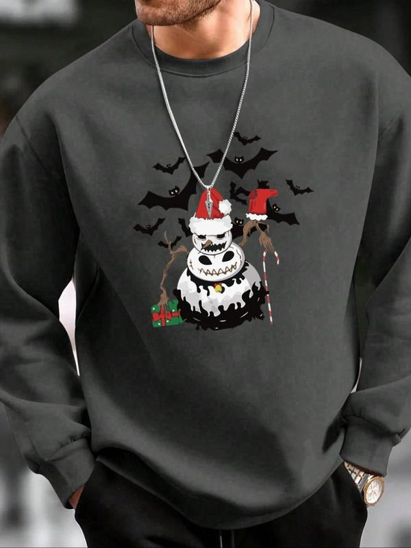 Men's Fall Winter Casual Loose-Fit Printed Hoodie, Trendy Fashion Kint Fabric Sweatshirt Top, Comfortable Thick Material...