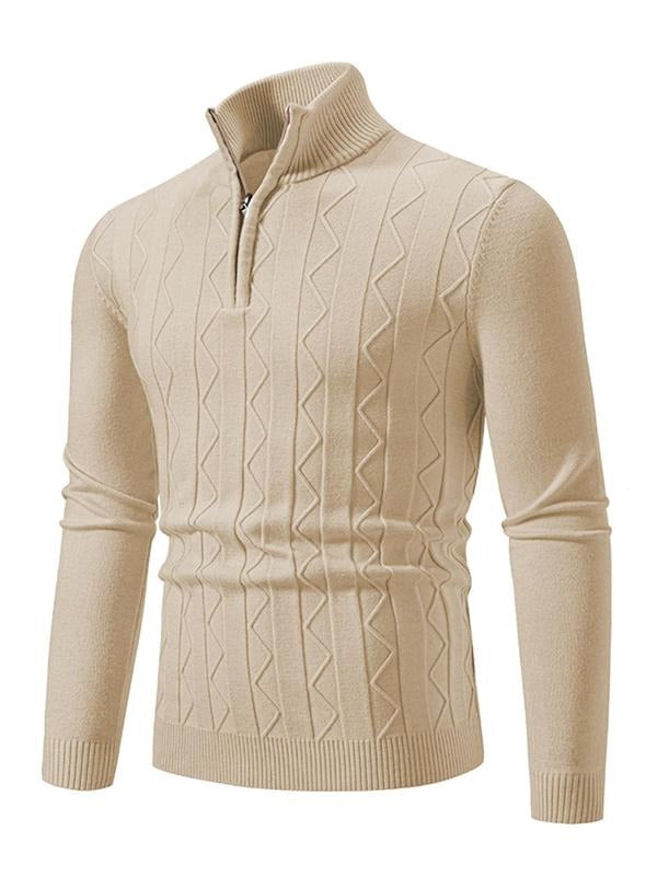 Men's Fall Winter Casual Slim-Fit Knitted Sweater, Warm Fashionable Plain Top, Sweater Tops, Comfortable Moderate Fabric,...