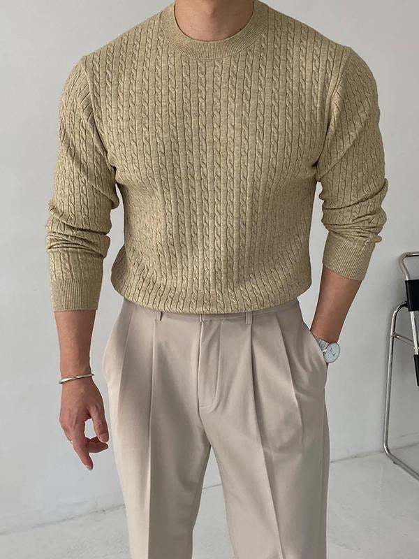Men's Fall Winter Casual Slim-Fit Pullover Sweater, Fashionable Knitted Long Sleeve Top, Perfect for Commuting & Home...