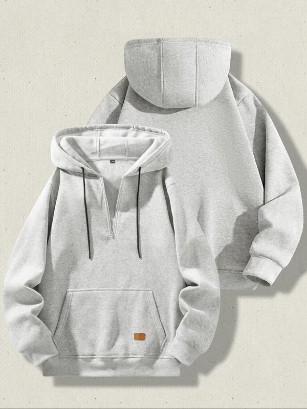 Men's Fall Winter Hooded Sweatshirt, Casual Fashion Fleece Pullover, Half-Zip Design, Outdoor Wear Essential Top...