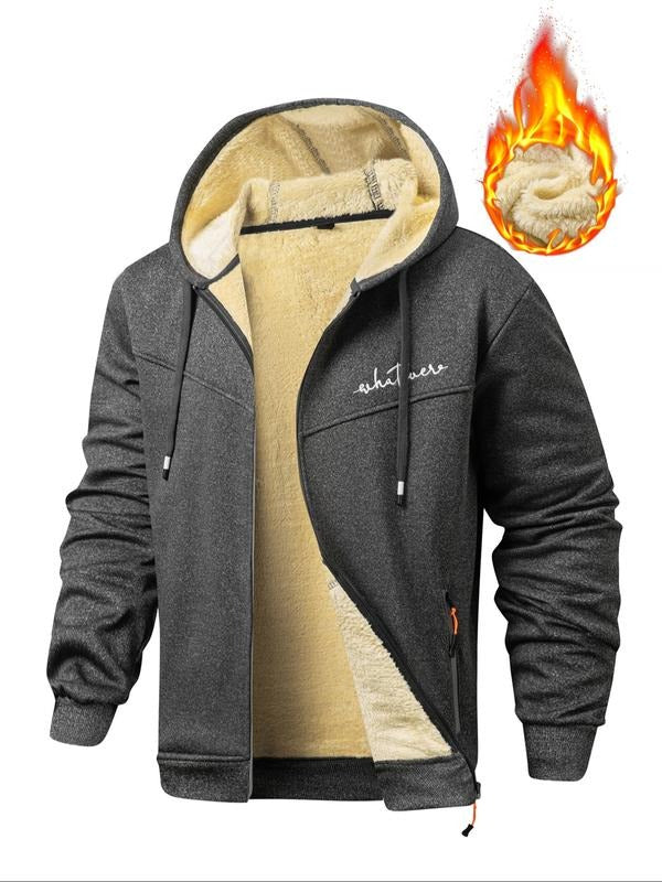 Men's Fall Winter Long Sleeve Hooded Sweatshirt, Fashion Embroidered Design, Fleece Lined Pullover, Casual Outdoor Sports...