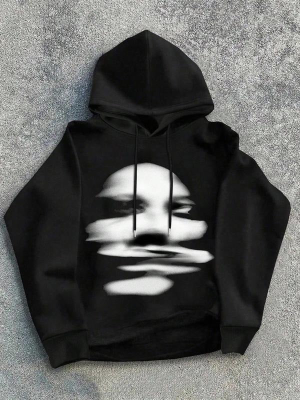 Men's Fall Winter Street Style Graphic Sweatshirt, Fitted Long Pullover, Abstract Pattern, Comfortable Fashion Casual...