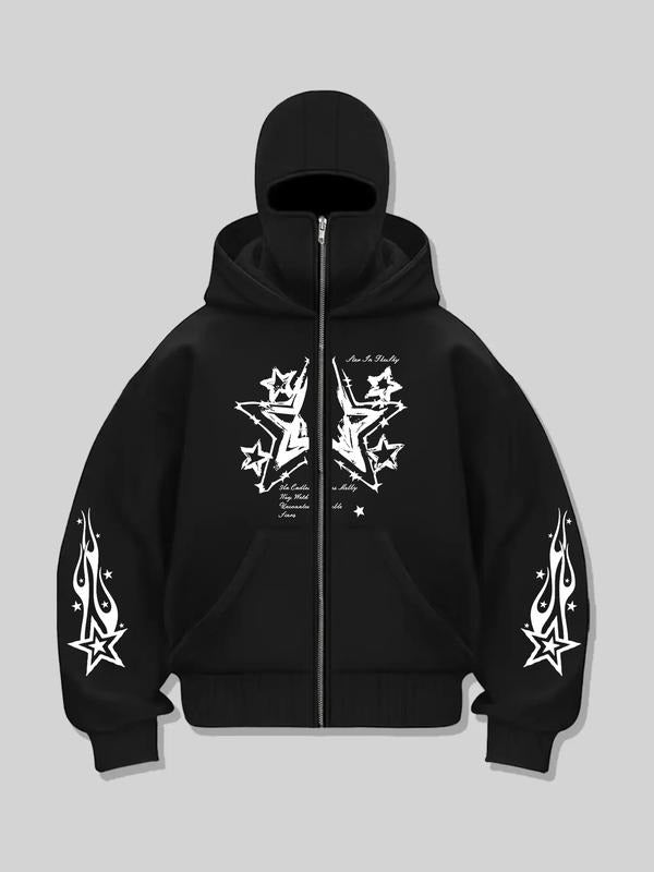 Men's Fashion Hoodie with Full Face Mask Design, Casual Zipper Sweatshirt for Spring & Fall, Stylish Streetwear Clothing...