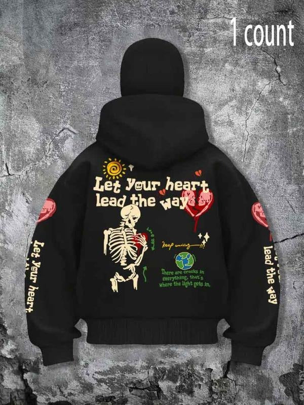 Men's Fashion Hoodie with Full Face Mask Design, Casual Zipper Sweatshirt for Spring & Fall, Stylish Streetwear Clothing...