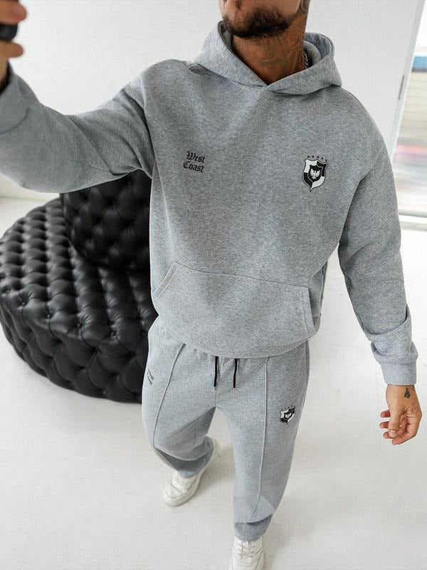 Men's Fashion Printed Pullover Hoodie Set, High Quality Casual Long Sleeve Fitted Sweater, Spring & Fall Wear,...