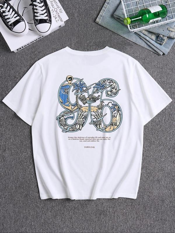 Men's Figure Print Round Neck Tee, Regular Fit Casual Short Sleeve T-shirt for Summer, Men's Top for Daily Wear Hoodie,...