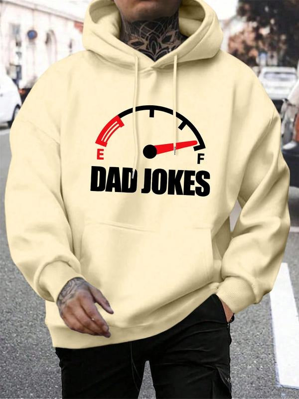 Men's Fitted Hoodie with Dad Jokes & Pop Art Prints, Casual Streetwear for Spring & Fall, Comfortable Daily Wear...