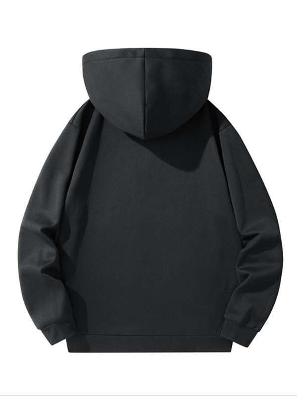 Men's Fleece Fitted Hoodie Pullover, Half-Zipper Design, Long Sleeve Casual Sweatshirt for Fall & Winter Seasons,...