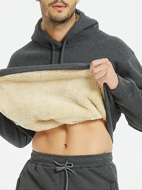 Men's Fleece Hoodie Sweatshirt, Casual Simple Design, Daily Wear, Home & Outdoor Use, Inner Layer, Fall Winter Fashion...
