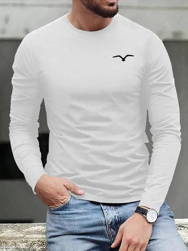 Men's Fleece Lined Crew Neck Long Sleeve Sweatshirt, Casual Spring Fashion, Comfortable Fit, Moderate Fabric Thickness, H...