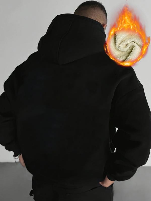 Men's Fleece Lined Hoodie Long Sleeve Pullover, Casual Winter Wear, Thick Fabric, Fitted Style, Warm & Comfortable Design...