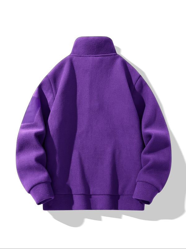 Men's Fleece Pullover Hoodie, Loose Fit Stand Collar Half-Zipper Design, Soft Skin-Friendly Fabric, Ideal for Outdoor...