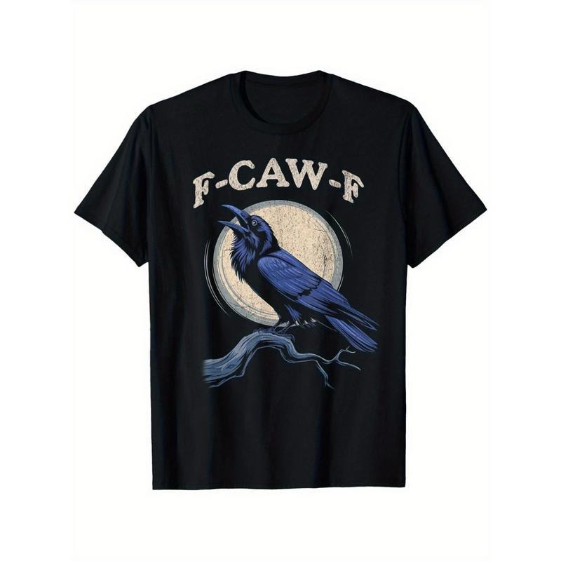 Men's Funny Crow & Raven Graphic T-Shirt - F-Caw-F Bird Design, Soft Stretchy Breathable Fabric, Loose Fit Round Neck...