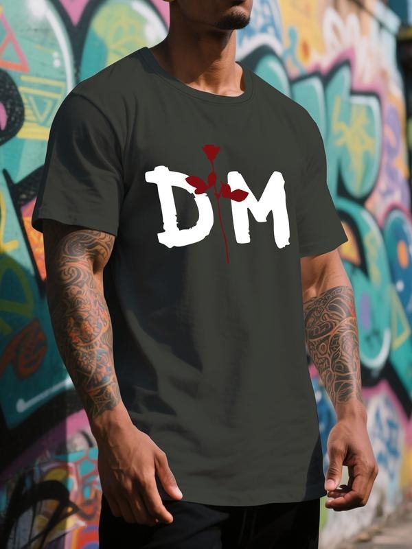 Men's Game Console Letter Print Round Neck Graphic Tee, Regular Fit Casual Short Sleeve T-Shirt for Summer, Men's Top for...