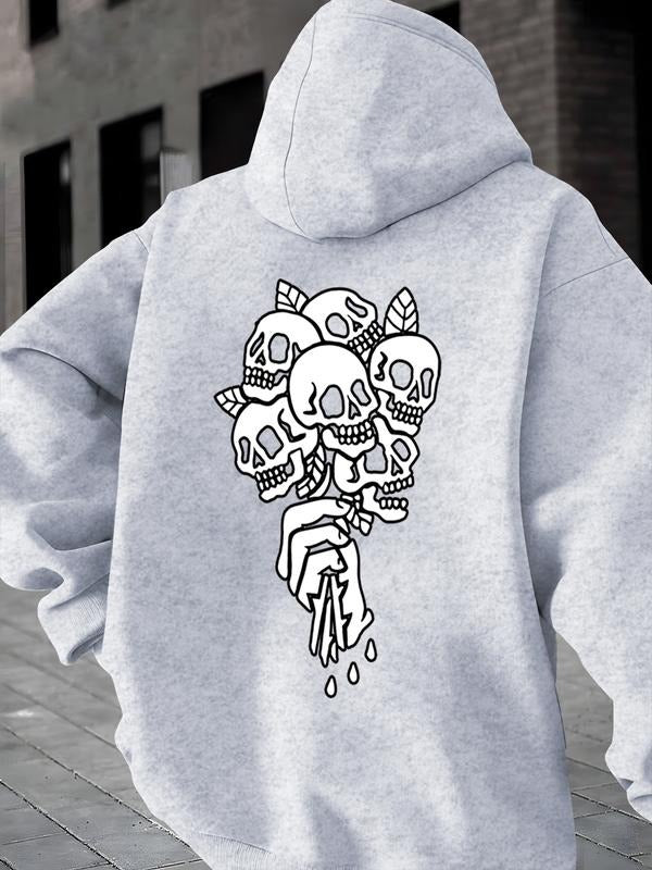Men's Gothic Skull Hoodie, Geometric Pattern, Cross Hand Design, Casual Long Sleeve Sweatshirt, Fall & Winter Fashion...