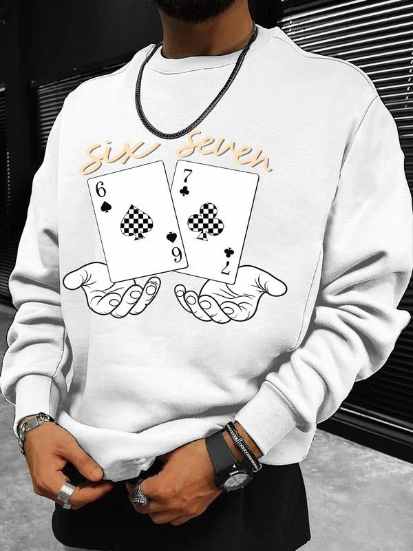 Men's Graphic Print Long Sleeve Fitted Sweatshirt, Casual Round Neck Top for Daily Wear, Perfect Gift for Boyfriend or...