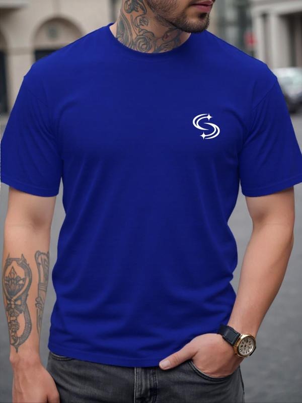 Men's Graphic Print Round Neck Tee, Regular Fit Casual Short Sleeve Crew Neck T-shirt for Daily Wear, Men's Top for...