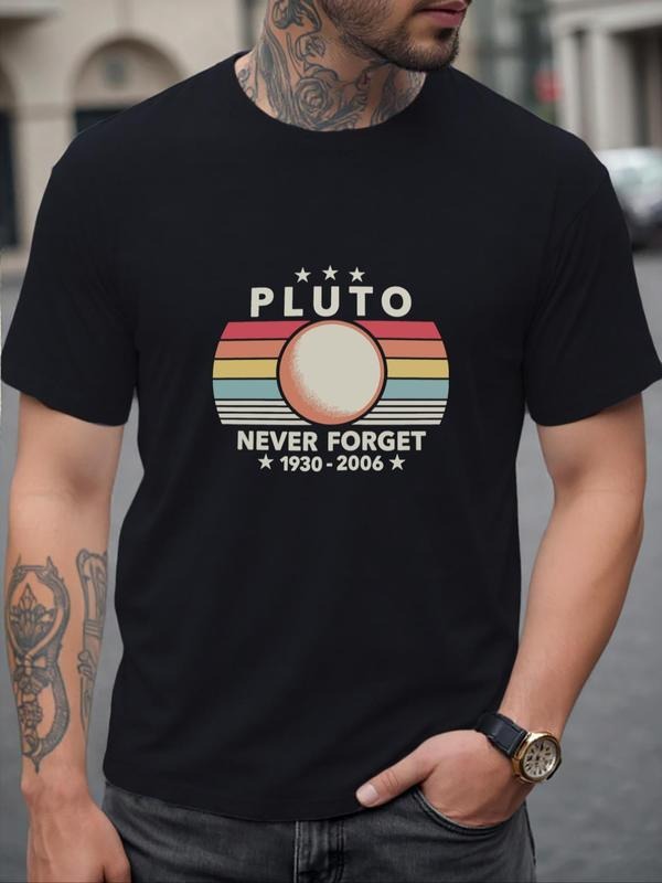 Men's Graphic Print Round Neck Tee, Regular Fit Casual Short Sleeve Crew Neck T-shirt for Daily Wear, Men's Top for...