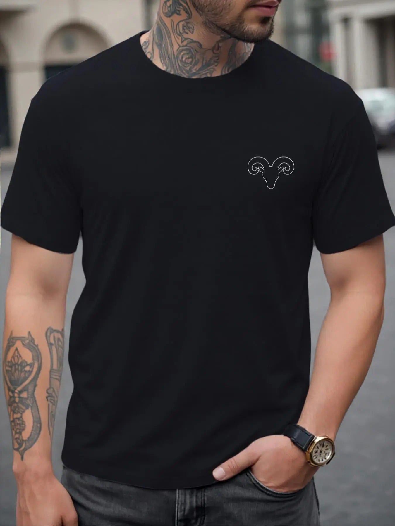 Men's Graphic Print Round Neck Tee, Regular Fit Casual Short Sleeve Crew Neck T-shirt for Daily Wear, Men's Top for...