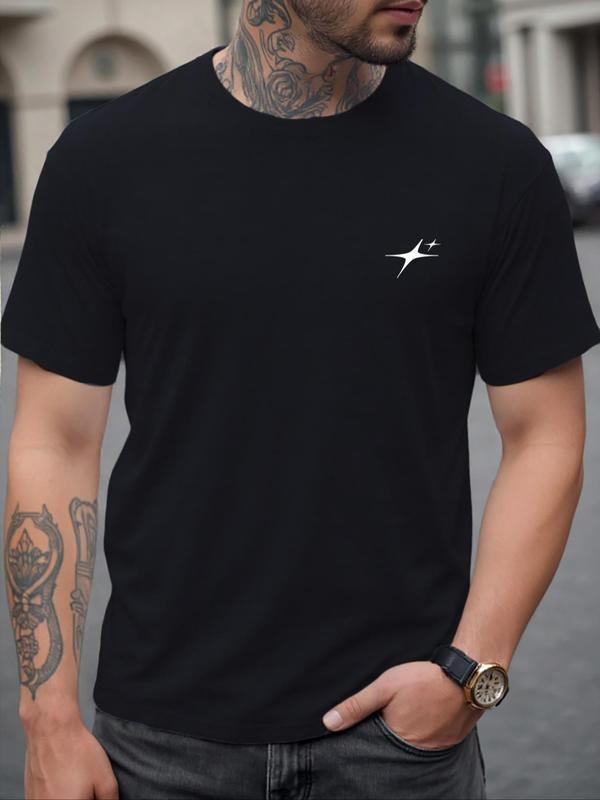 Men's Graphic Print Round Neck Tee, Regular Fit Casual Short Sleeve Crew Neck T-shirt for Daily Wear, Men's Top for...