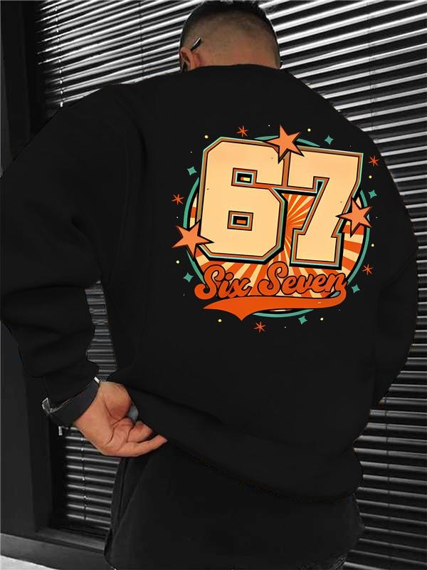 Men's Graphic Print Sweatshirt, Casual Round Neck Long Sleeve Top, Perfect for Daily Wear, Weekend Outings, Friends...