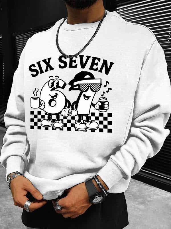 Men's Graphic Print Sweatshirt, Casual Round Neck Long Sleeve Top, Perfect for Daily Wear, Weekend Outings, Friends...