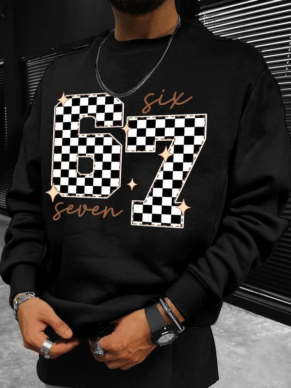 Men's Graphic Print Sweatshirt, Casual Round Neck Long Sleeve Top, Perfect for Daily Wear, Weekend Outings, Friends...
