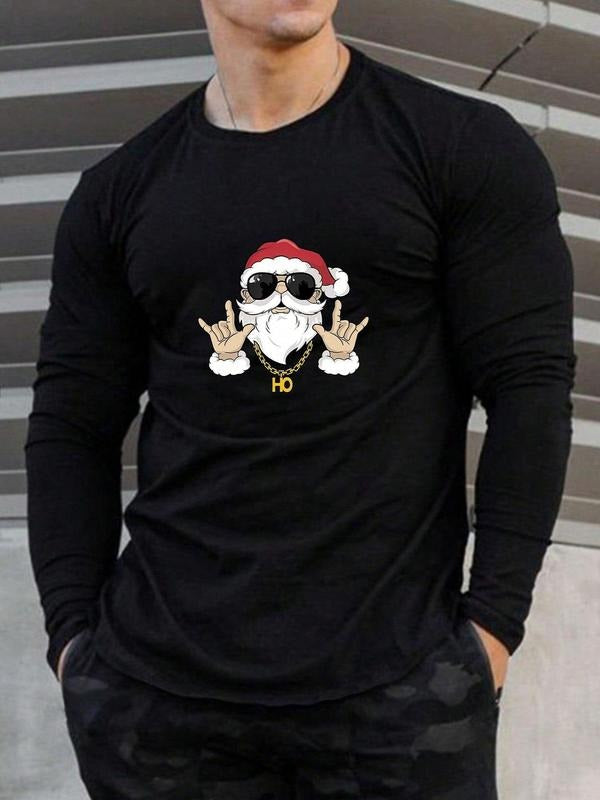Men's Graphic Round Neck Long Sleeve Tee, Casual Regular Fit Cartoon Figure Print Crew Neck T-Shirt for All Seasons,...