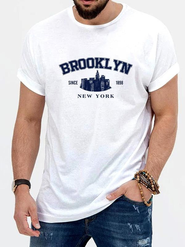 Men's Graphic Round Neck Tee, Summer Clothes Regular Fit Short Sleeve Crew Neck T-Shirt for Summer, Casual Men's Top for...
