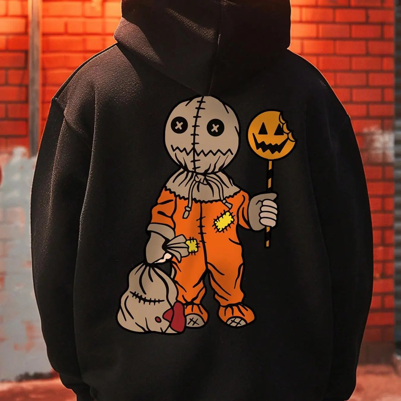 Men's Halloween Print Thermal Lined Hoodie, Casual Loose Long Sleeve Hooded Sweatshirt Pullover for Fall & Winter, Men's...