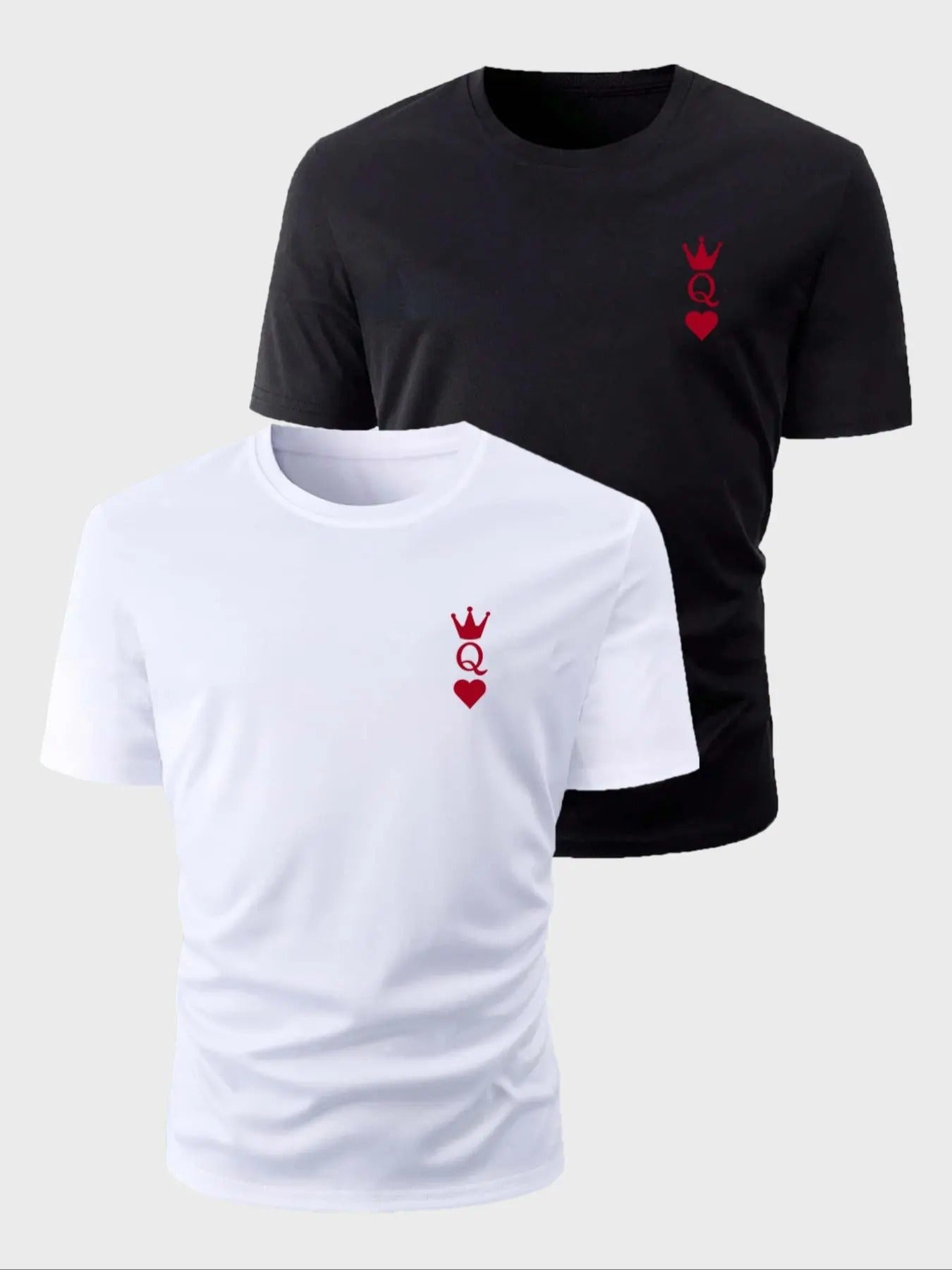 Men's Heart & Letter Print Short Sleeve Tee, Regular Fit Casual Round Neck T-shirt for Daily Wear, Men's Top for Summer...