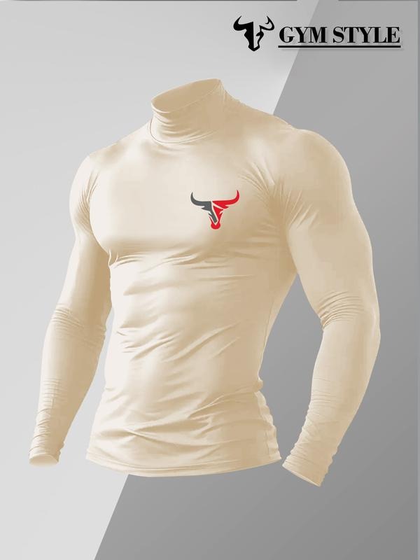 Men's High Neck Long Sleeve Slim Fit Warm Top, Casual Loose-Fitting Knit Fabric, Fall Season Clothing, Comfortable Daily...