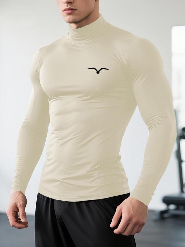 Men's High Neck Long Sleeve Slim Fit Warm Top, Casual Loose-Fitting Knit Fabric, Fall Season Clothing, Comfortable Daily...