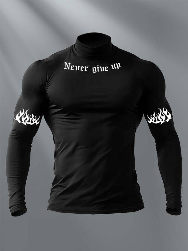 Men's High Neck Long Sleeve Slim Fit Warm Top, Casual Winter Wear, Moderate Fabric Thickness, Perfect for Cold Weather...