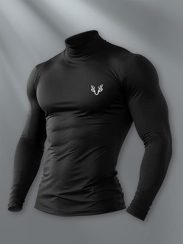 Men's High Neck Long Sleeve Slim Fit Warm Top, Casual Winter Wear, Moderate Fabric Thickness, Perfect for Cold Weather...