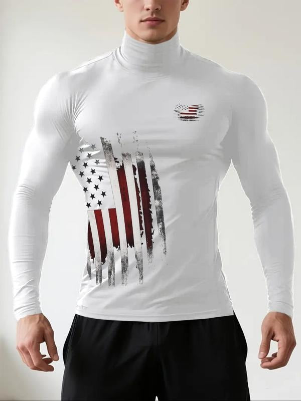 Men's High Neck Long Sleeve Slim Fit Warm Top, Casual Winter Wear, Moderate Fabric Thickness, Perfect for Cold Weather...