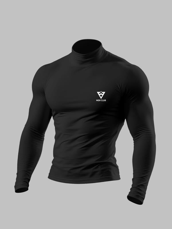 Men's High Neck Long Sleeve Slim Fit Warm Top, Casual Winter Wear, Moderate Fabric Thickness, Perfect for Cold Weather...