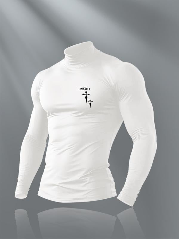 Men's High Neck Long Sleeve Slim Fit Warm Top, Casual Winter Wear, Moderate Fabric Thickness, Perfect for Cold Weather...
