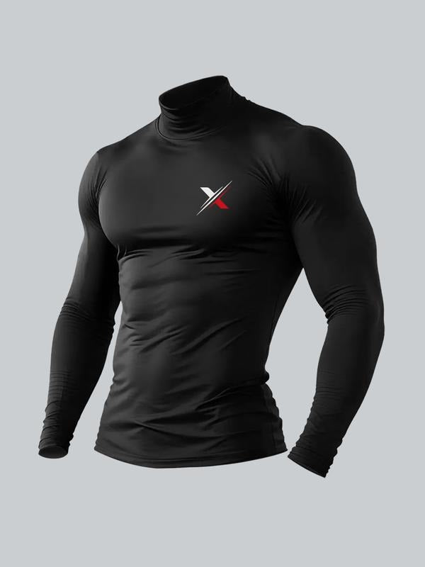Men's High Neck Long Sleeve Slim Fit Warm Top, Casual Winter Wear, Moderate Fabric Thickness, Perfect for Cold Weather...