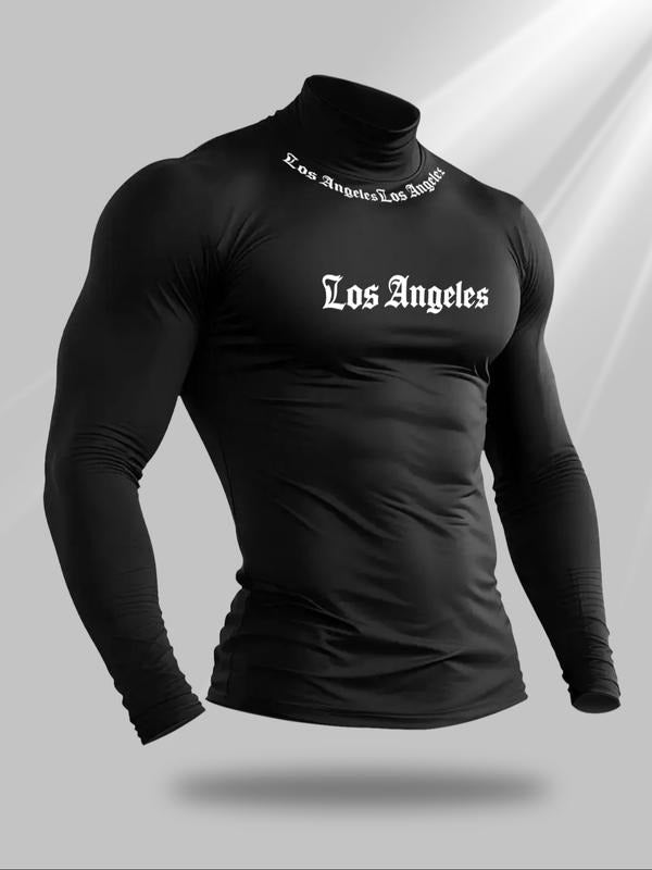 Men's High Neck Long Sleeve Slim Fit Warm Top, Casual Winter Wear, Moderate Fabric Thickness, Perfect for Cold Weather...